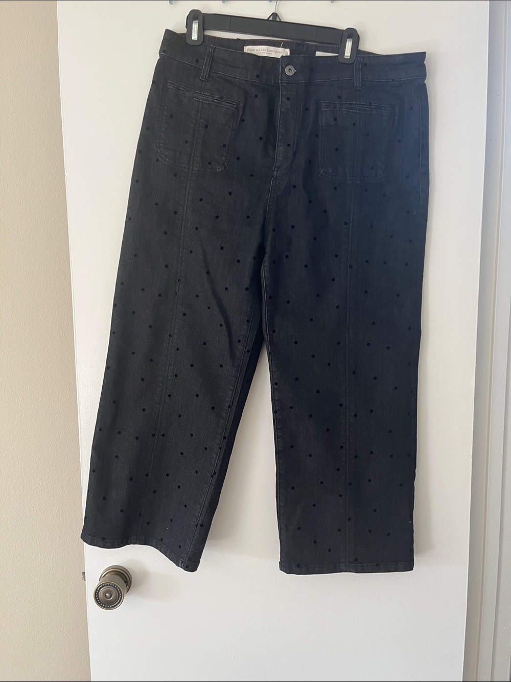 Pilcro & The Letterpress  Black Polka Dot Cropped Wide-Leg Jeans